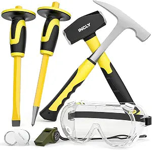 INCLY 7PCS Geology Rock Pick Equipment Kit, Rock Hammer and Chisel Set
