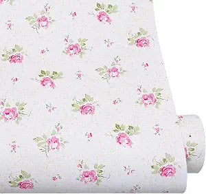 SimpleLife4U Pink Rose Furniture Protect Paper Removable Shelf Liner for Kitchen Cabinet Dresser Drawer Covering