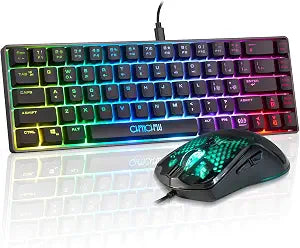 CHONCHOW 60% Gaming Keyboard and Mouse Combo,68 Keys Wired LED RGB Backlit