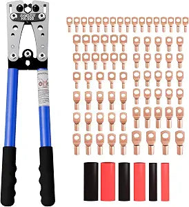 Sanuke Battery Cable Crimper Tool for AWG10-1/0, 78pcs Copper Lug Terminals