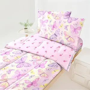 Zipper Bedding Twin for Girls Butterfly Pink Comforter Girls Twin Bedding All in one Zipper Kids Glitter Comforter