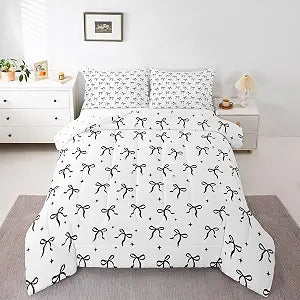 Erosebridal Bowknot Twin Size Comforter Set, Kawaii Bow Bedding Set