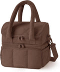 BAGSMART Lunch Bag Women, Double Deck Insulated Lunch Box, Coffee Brown
