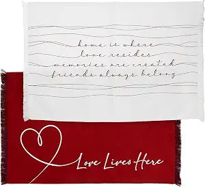 Pavilion Gift Company- Love Lives Here - 13" x 19" Set of 2 Placemats Housewarming Gift Friendship Newlyweds Family Gatherings Kitchen Decor