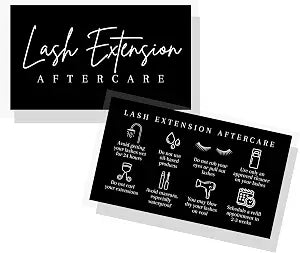 Lash Aftercare Extension Cards | 50 Pack | Eyelash False 2 x 3.5ï¿½ï¿½ï¿½ inches Symbols 2-3 Week Refill Instructions Minimalist White and Black How to Care for Your Extensions lash Artists Hand to cus