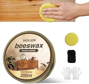 Beeswax Furniture Polish, Wood Care Polish, 200g with Sponges
