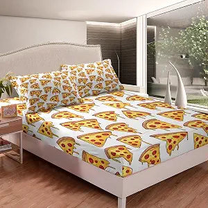 Feelyou Pizza Bedding Set Twin Size 3Pcs for Kids Children