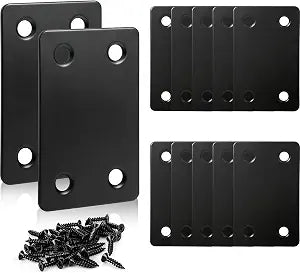 12 Pack Straight Flat Brackets, Black Stainless Steel Mending Plate