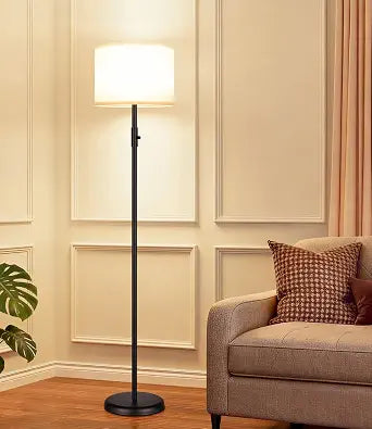 Upgraded Dimmable Floor Lamp for Living Room,1000 Lumens Bulb Included, Modern Floor Lamps Simple Design with Linen Shade, Tall Standing Lamp for Bedroom Office Dining Room, Black Pole Lamp