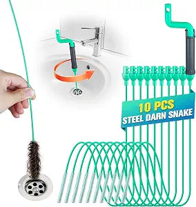 Drain Snake Hair Clog Remover Tool Set - 10 Pack Deep Cleaning Kit