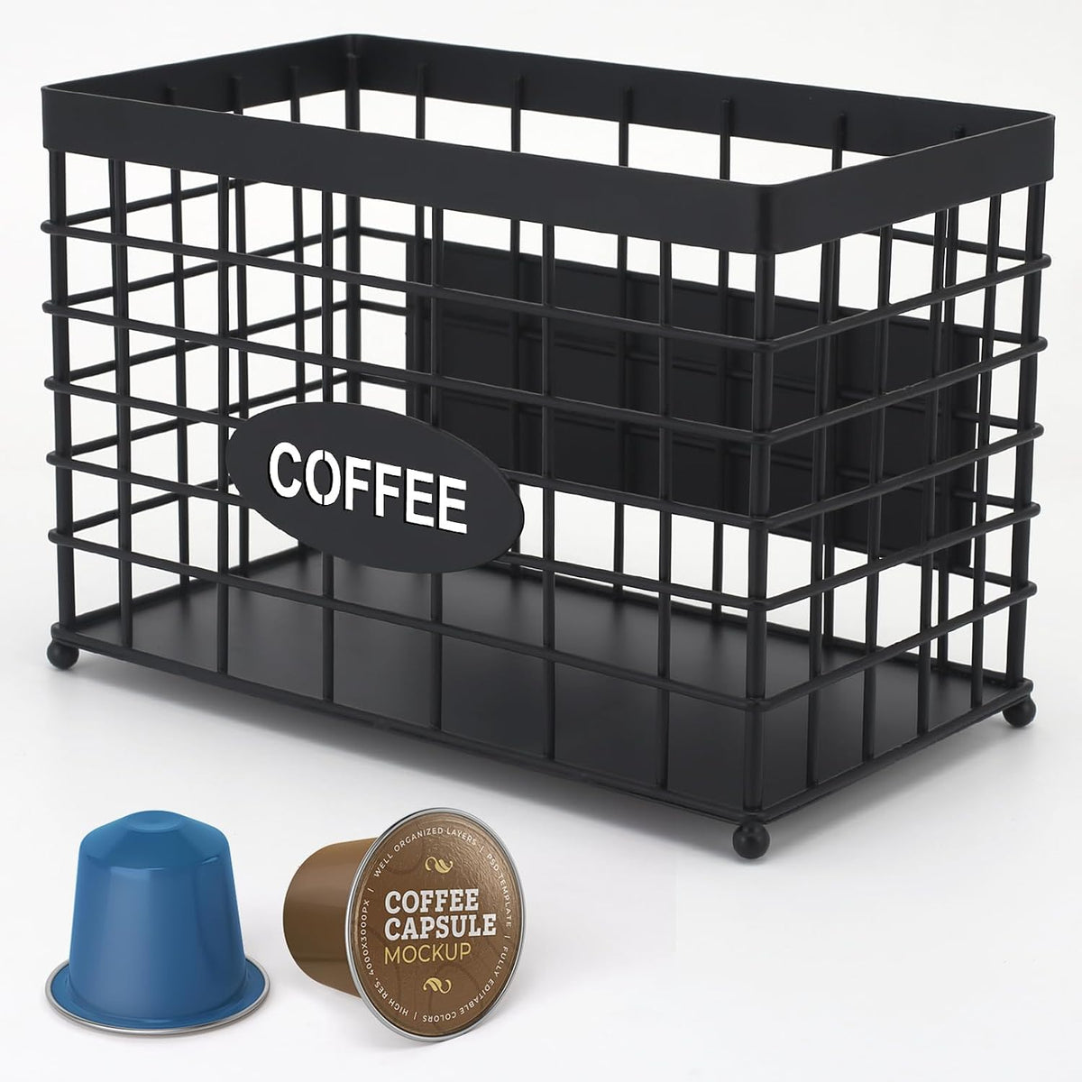 Coffee Pod Holder Basket Magnetic Coffee Pods Holder High-Capacity K Cup Holder Coffee Bar Accessories.Suitable for Kitchen Countertop and Side of the Refrigerator
