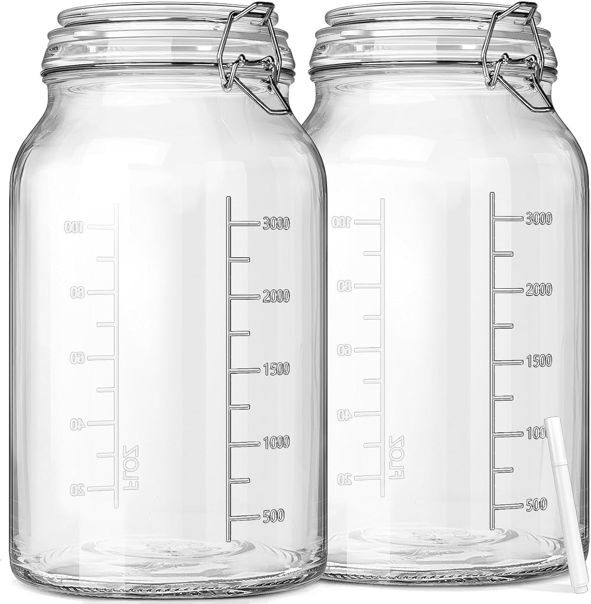 1 Gallon Round Glass Storage Jars, Airtight Glass Pickle Jars, Mason Jars