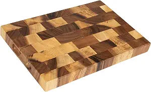 Creative Co-Op Suar Wood End Grain Rectangle Cheese and Cutting Board, Natural