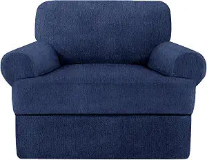 2 Pieces T Cushion Chair Covers with Arms Super Stretch Chair Slipcover for Living Room Pet Dog Universal Slip Cover Anti Slip Armchair Furniture Protector (Navy, 1 Cushion)