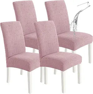 SYSLOON Waterproof Chair Covers for Dining Chairs  4 Pack,Pink