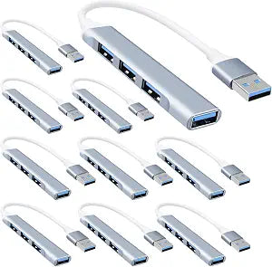 10-Pack USB Hub Port Splitter: 4-Port USB Port Expander