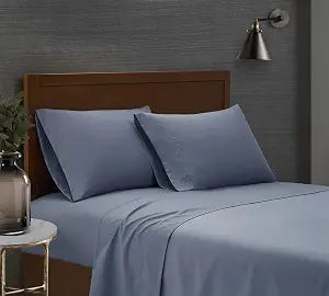 London Fog Garment Washed Solid Sheet Set Blue Microfiber 3-Piece Twin Sheet Set, Solid Themed, Deep Pocket, Adult and Teen, Oeko-TEX Certified