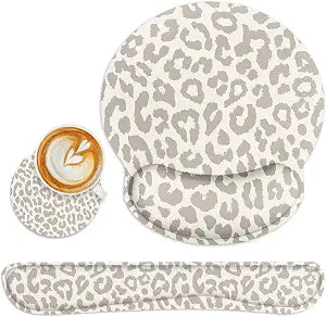 Britimes Ergonomic Mouse Pad Set with Wrist Rest, Leopard Animal
