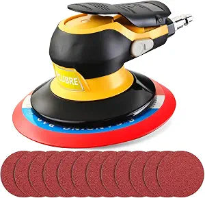 Low noise 6 Inch DA Sander for Auto Body - Lightweight, Powerful random orbital air sanders, Noise Reduction Design pneumatic automotive sander