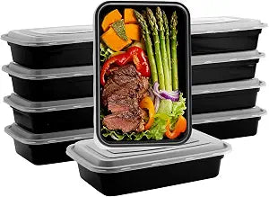 Qewro 10Pack 35oz Meal Prep Containers Disposable Food Storage Containers with Lids, 1-Compartment Food Storage Plastic Stackable To Go Boxes Microwave, Freezer, Dishwasher Safe