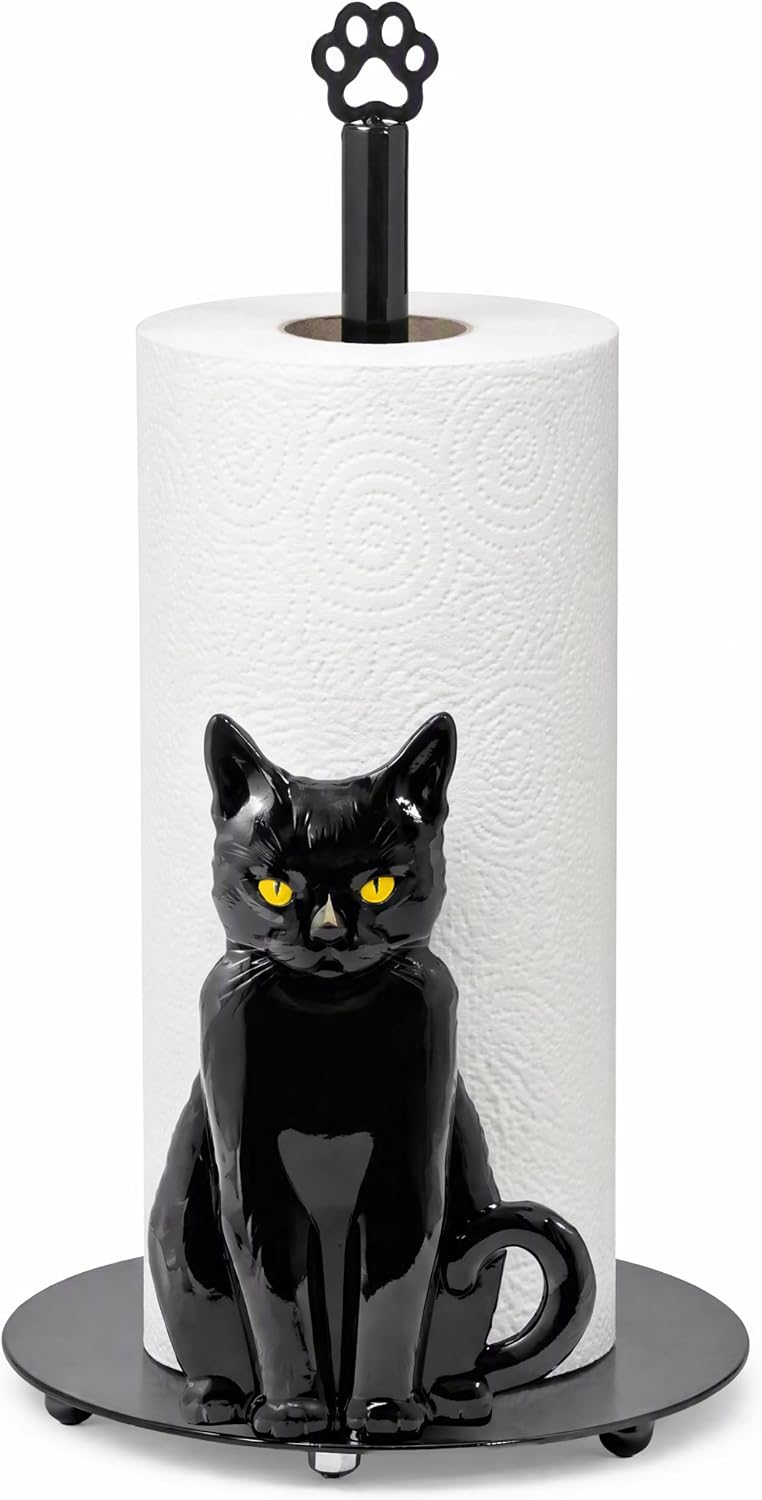 Black Cat Paper Towel Holder - Halloween Cat Kitchen Paper Stand