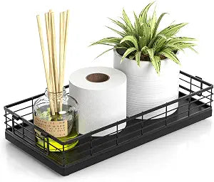 Toilet Paper Basket, 13 Inch Bathroom Toilet Tank Basket with Handles Black
