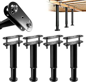 Adjustable Height Bed Support Legs,4PCS,7.3-12in, Heavy Duty Metal Center Bed Frame Support with Rubber Non-Slip Base, Furniture Feet Replacement for Sofa, Table, Cabinet, Dresser (7.3IN-12IN)