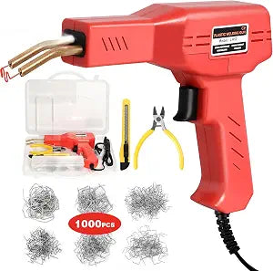 ATOLS Upgraded Plastic Welder, 1000PCS Staples, Pure Copper Transformer, Rapid Heating, Plastic Welding Kit, Hot Stapler Kit, Plastic Welder Gun Kit, Car Bumper Repair Kit, Plastic Repair Kit(Red)