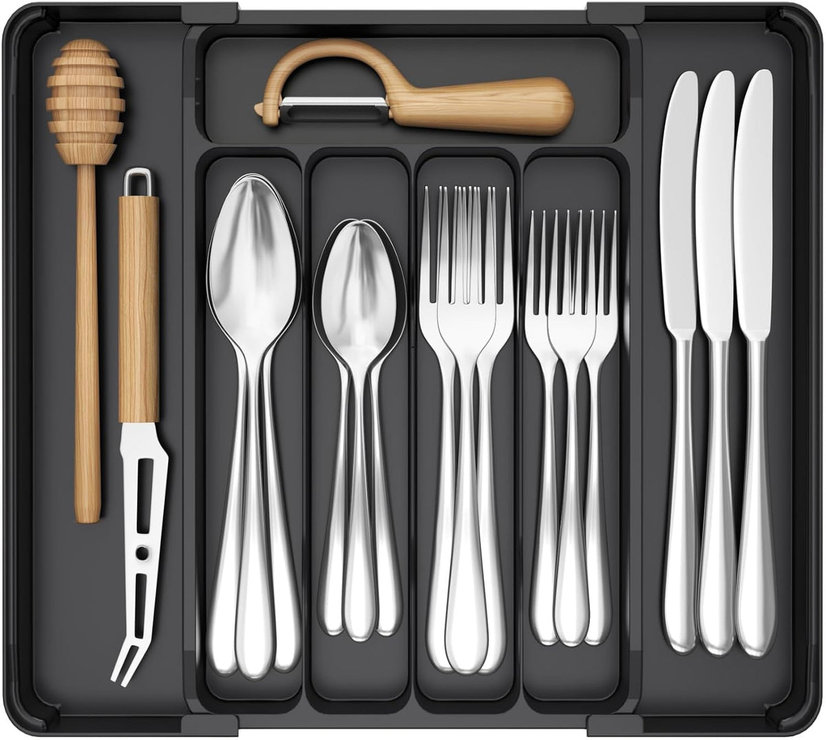 Lifewit Silverware Organizer for Drawer, Expandable Utensil Tray