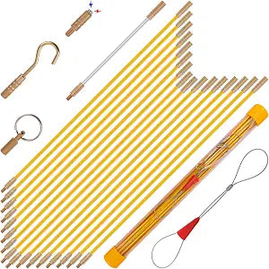 22FT Fiberglass Wire Running Kit, Cable Running Rods with 4 Attachments