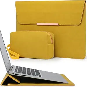 HYZUO 13.3-14 Inch Laptop Case Sleeve with Stand for MacBook,Olive Yellow