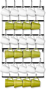 Sorbus Wall Mug Rack, Coffee Mug Display for Coffee Station (Large, Black)