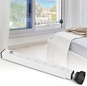 WooFogShortWindow Security Bar Adjustable, Window Bars Security Inside, Window Lock Bar for Horizontal Sliding Windows, Window Locks for Up and Down Windows, Extends Form 11" to 18" (White-1 Pcs)
