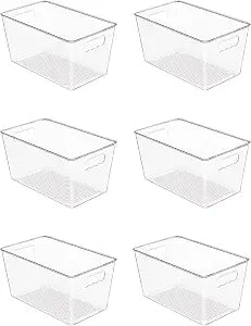 Vtopmart 6 Pack Clear Storage Bins, Pantry Cabinet Organizer Bins, Medium