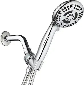 AquaDance High Pressure 6-Setting 4.15" Chrome Face Hand Held Shower Head with Hose for Ultimate Shower Experience! Officially Independently Tested to Meet Strict US Quality & Performance Standards