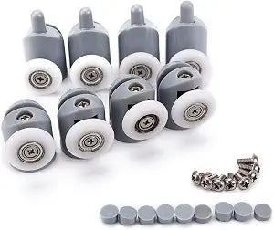 Shower Door Rollers, Lance Home Set of 8 Single Shower Door Runners/Wheels/Pulleys/Guides 27mm Diameter Home Bathroom Replacement Parts for Curved Straight Sliding Shower Door (Single Wheel,27mm)