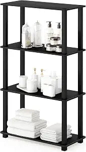 Furinno TURN-S-TUBE Toolless 4-Tier Storage Shelves, Book Shelf, Americano