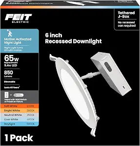 Feit Electric 6in Canless LED Recessed Downlight, 5CCT 6way, 65W Eq