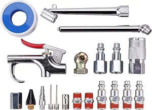 1/4 Air Compressor Fittings with Blow Gun Kit, Tire Gauge, Air Chuck, 20PCS