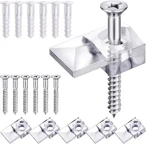 Blulu 20 Pack Glass Mirror Holder Clips for Wall Mounting