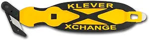 Klever XChange, Box Cutter, Safety Cutter, Utility Knife, Safety Knife, Replaceable Head Perfect For Cutting Double Wall Cardboard or Other Thick Material (Yellow)