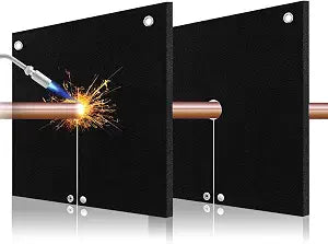 HVAC Tools Welding Blanket Fireproof 2 Pack, 1/5in(5mm), 12x12 Inch, Black