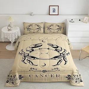 jejeloiu Zodiac Cancer Bedding Set Queen Size for Kids