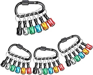 24PCS 1/4 Hex Shank Drill Bit Holder Keychain Extension Bar Quick Release Bit Holders for Impact Driver Drill Bit, Screwdriver Bit Holder, Aluminum Alloy, 3lbs Load Capacity
