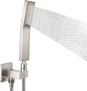 NearMoon Hand Held Shower Head, Luxury High Pressure Shower Kit with Wall Connector and Hose Set, for Bathroom Showering System Contemporary Square Style (Brushed Nickel)