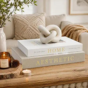 Aesthetic Decorative Books, Set of 2 Boxes for Coffee Table & Mantel Decor