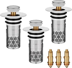 Bathroom Sink Drain Strainer, 3 Pack Universal Stainless Steel Sink Strainers, Ceramic White Drain Catcher for Bathroom & Kitchen Sinks, Fits 1.21.5 Inch Drain