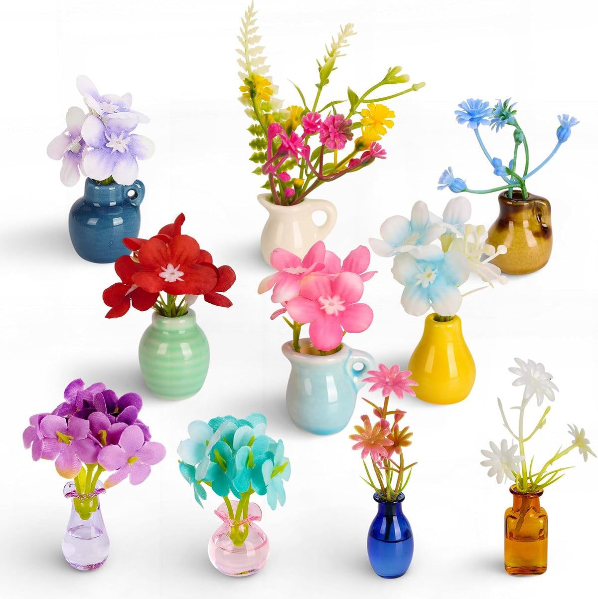 Ceramic & Glass Mini Vase Magnets for Fridge,Funny Magnets,10 Pack