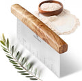 Olive Wood 3"x 6" Bench Scraper, Stainless Steel