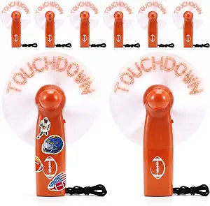 Gerrii 12 Pack Football Mini Handheld Fans, LED Portable Flashing Light up Fans with Touchdown for Sports Party Favors, Football Team Gifts Game Day & Sports Events